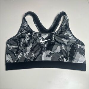Nike Dri-Fit Sports Bra Womens Medium Black Gray White Camo